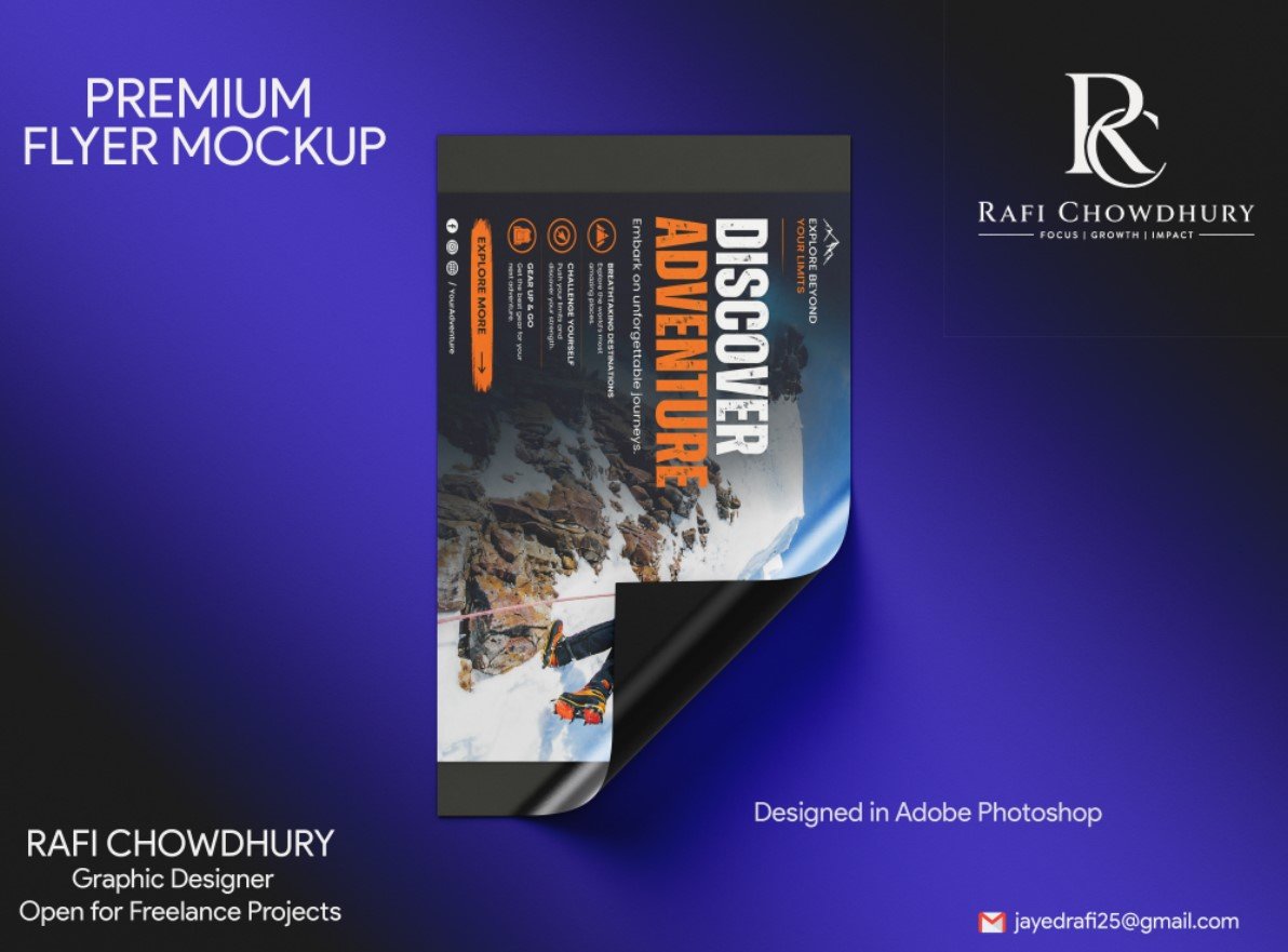 Premium flyer design mockup showcasing a modern promotional print design for branding and marketing.