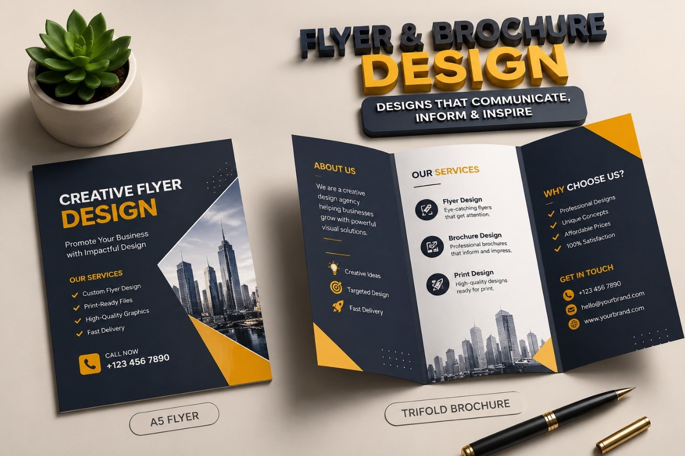 Graphic Design in 2026 flyer and brochure design mockup