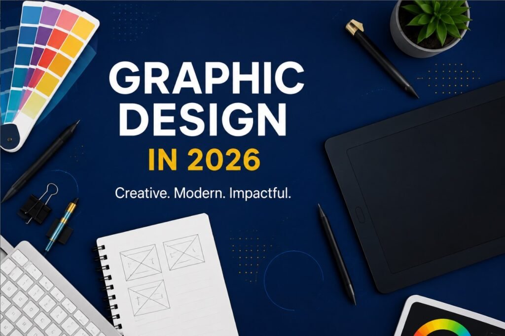 Graphic Design in 2026 featuring modern creative visual communication and design tools