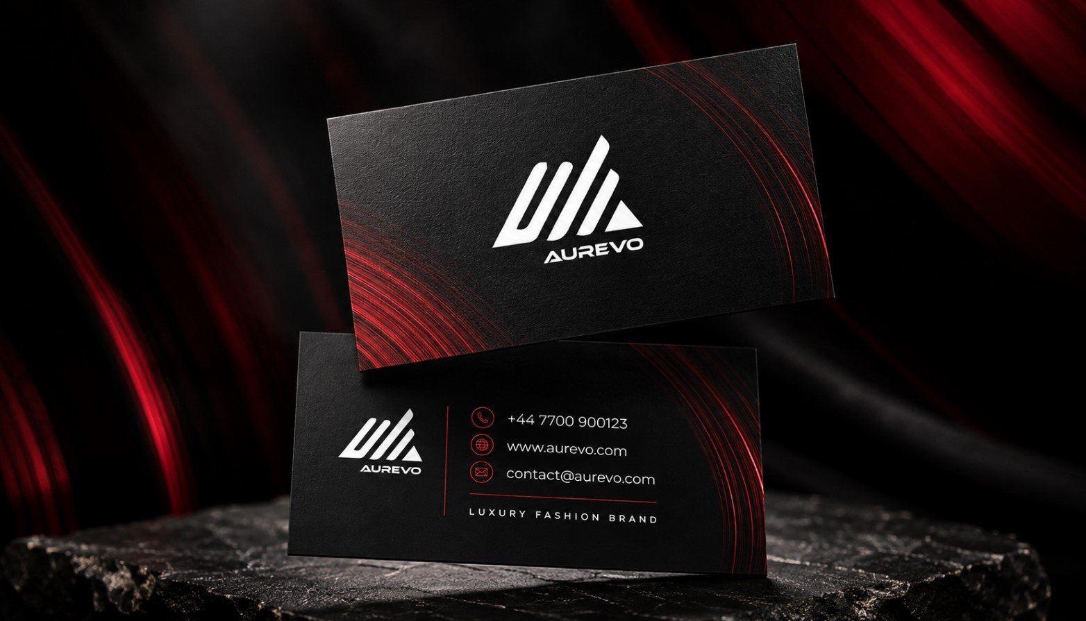 aurevo brand premium floating business card mockup design in 2026