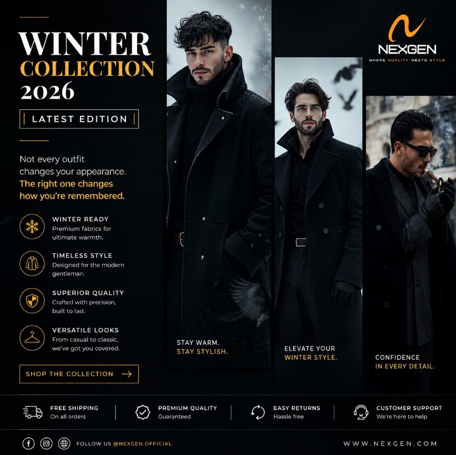 nexgen winter collection brand poster design in 2026