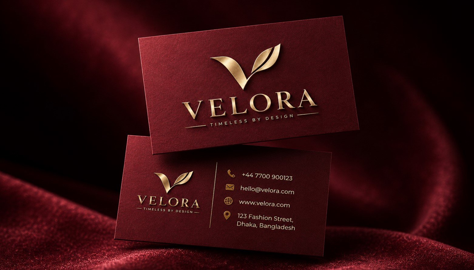velora luxury brand visiting card mockup in 2026