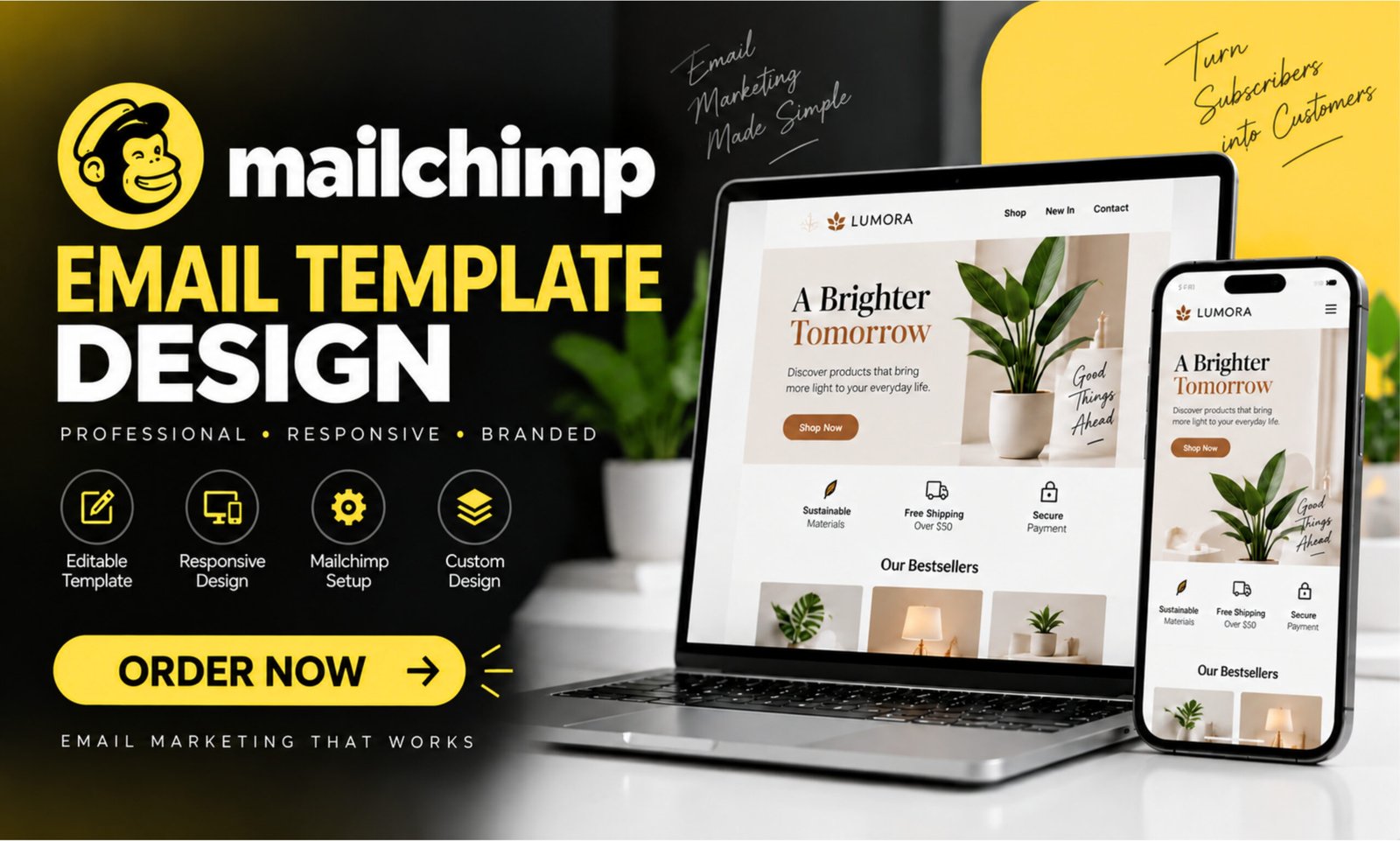 I will design editable and responsive Mailchimp email template