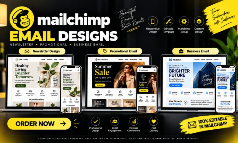 I will design editable and responsive Mailchimp email template