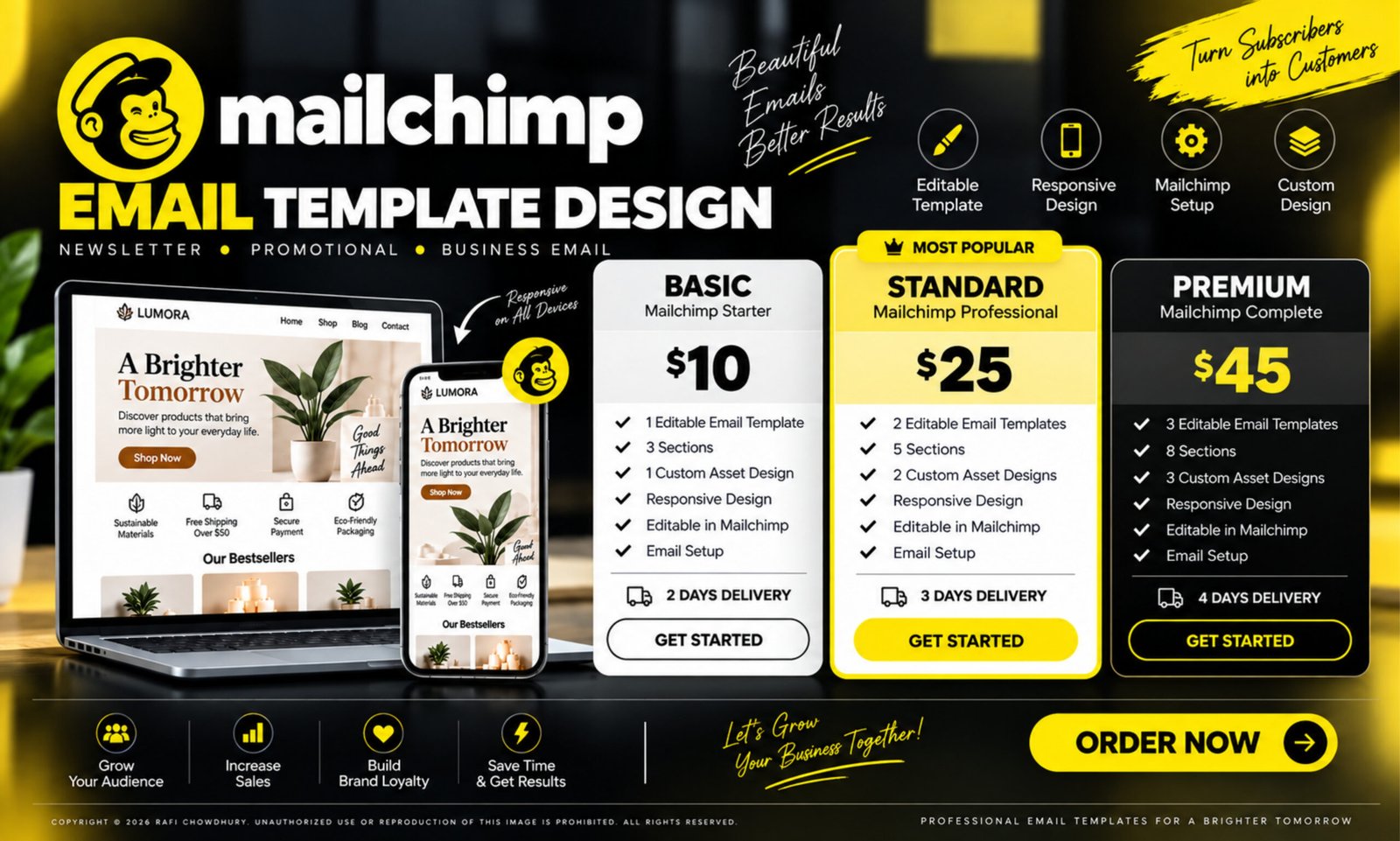 I will design editable and responsive Mailchimp email template
