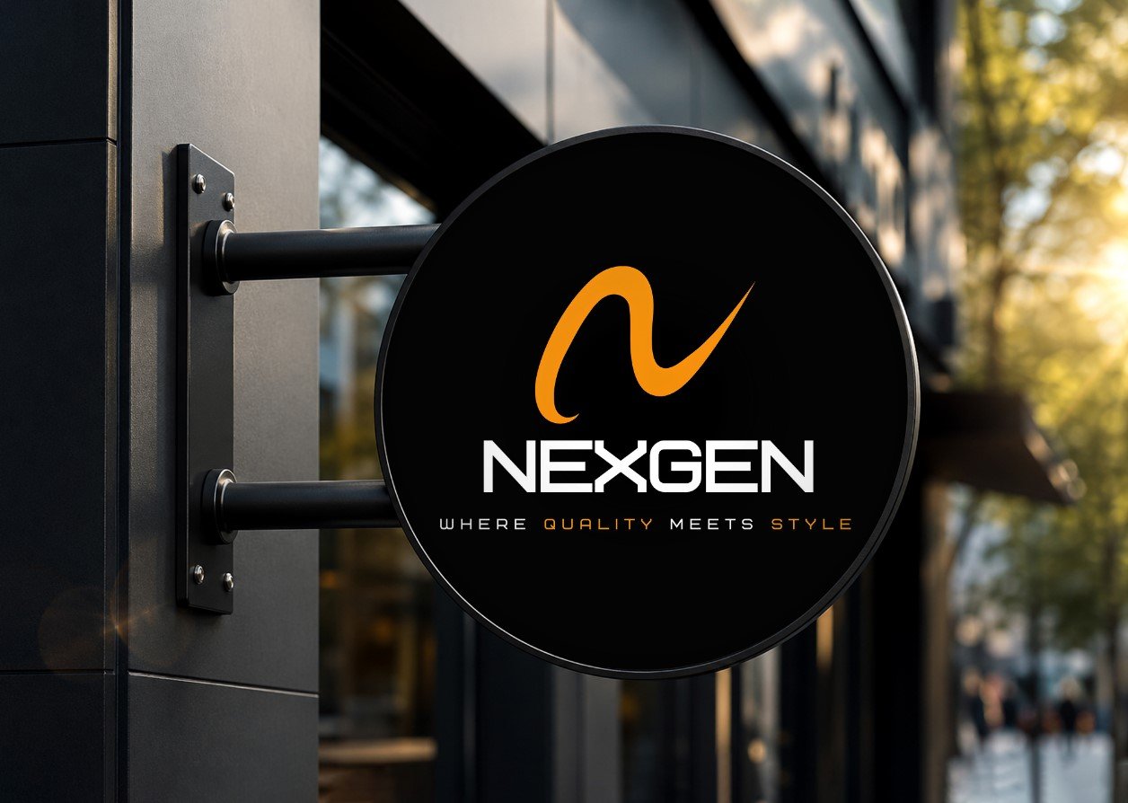 Nexgen logo design displayed on a professional billboard mockup