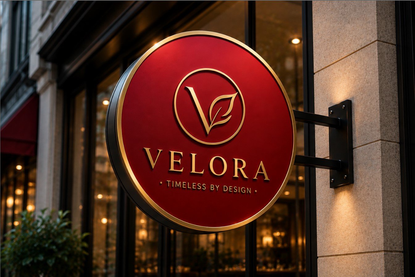 Velora logo design displayed on a premium outdoor billboard